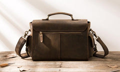 Coffee Vintage Leather Mens Camera Messenger Bag Crossbody Camera Bags for Men - imessengerbags