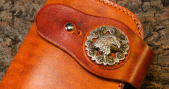 Handmade Long Wallet Mens Cool Leather Chain Wallet Biker Trucker Wallet with Chain - imessengerbags