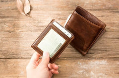 Cool Leather Mens Small Wallets Bifold Vintage billfold Wallets for Men - imessengerbags