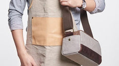 Mens Canvas Leather Gray Cool Messenger Bag Side Bag for Men - imessengerbags