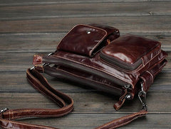 Cool Small Coffee Leather Mens Messenger Bag Shoulder Bag for Men