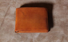 Handmade Genuine Leather Mens Cool Slim Leather Wallet Men Small Wallets Bifold for Men - imessengerbags