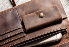 Vintage Leather Long Wallets for men Bifold Men Long Wallet - imessengerbags