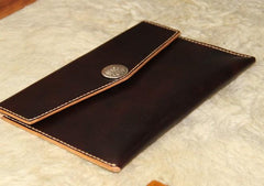 Handmade Leather Mens Large Clutch Wallet Wristlet Wallet iPad Case