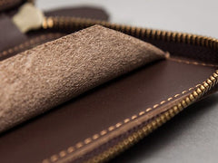 Coffee Leather Mens Zipper Travel Wallet Passport Wallet Clutch Wallets for Men - imessengerbags