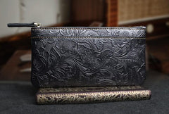 Handmade Leather Mens Cool Zipper Phone Travel Long Wallet Holder Slim Clutch Wallets for Men - imessengerbags