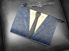 Handmade Leather Floral Tooled Mens Clutch Cool Slim Wallet Zipper Clutch Wristlet Wallet for Men - imessengerbags