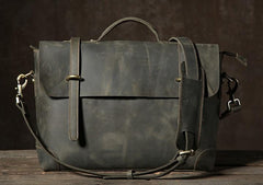Handmade Leather Mens Cool Messenger Bag Briefcase Work Bag Business Bag Laptop Bag for men - imessengerbags