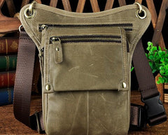 Mens Leather Biker Drop Leg Bag Waist Bag Belt Pouch Pack Side Bag for Men