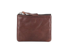 Leather Mens Zipper Front Pocket Wallet Small Wallet Card Wallet Change Wallet for Men