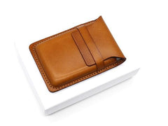 Badass Leather Mens Card Wallet Front Pocket Wallets Small Slim Wallet Change Wallet for Men - imessengerbags