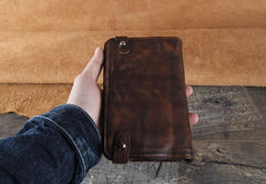 Handmade Leather Mens Cool Long Leather Wallet Bifold Clutch Wallet for Men - imessengerbags