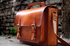Handmade Leather Cool Mens Brown Briefcase Messenger Bag School Bag for men - imessengerbags