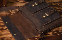 Handmade Leather Mens Cool Shoulder Bag Messenger Bag Chest Bag Bike Bag Cycling Bag for men - imessengerbags