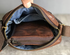Genuine Leather Mens Cool Chest Bag Sling Bag Crossbody Bag Travel Bag Hiking Bag for men - imessengerbags