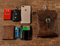 Cool Mens Leather Side Bag Belt Pouch Holster Belt Case Pack Waist Pouch for Men