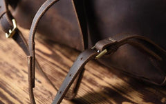 Handmade Leather Mens Cool Backpack Sling Bag Large Black Travel Bag Hiking Bag for men - imessengerbags