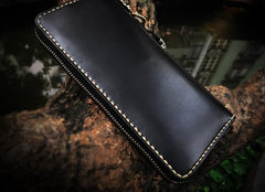 Handmade Leather Mens Chain Biker Wallet Cool Leather Wallet Long Clutch Wallets for Men - imessengerbags