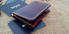 Leather Mens Slim Front Pocket Bifold Small Wallets Card Wallet for Men - imessengerbags