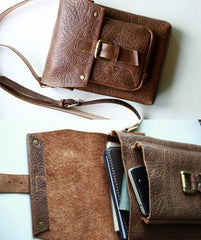 Handmade Vintage Leather Mens Small Messenger Bag Coffee Cell Phone Shoulder Bag for Men - imessengerbags