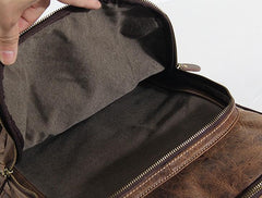 Handmade Leather Mens Cool Backpack Sling Bag Large Black Travel Bag Hiking Bag for men - imessengerbags