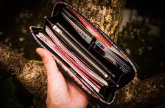 Handmade Leather Men Tooled White Tara Cool Leather Wallet Long Phone Clutch Wallets for Men - imessengerbags