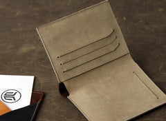 Black Leather Mens Small Wallet Bifold Wallet for Men - imessengerbags