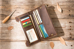 Vintage Cool Mens long Wallet Leather Wallet Long Wallet for Men - imessengerbags