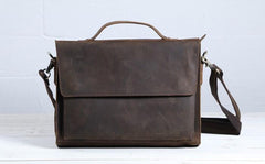 Vintage Coffee Leather Mens Briefcases Work Bag Laptop Bag Business Bag for Men - imessengerbags