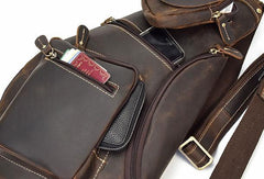 Cool Leather Chest Bag Sling CrossBody Bag Sling Travel Bag Sling Hiking Bag For Men