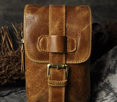 Small Mens Leather Belt Pouch Holsters Belt Case Cell Phone Waist Pouch for Men