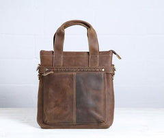 Cool Coffee Leather Mens Briefcases Work Bag Laptop Bag Business Bag for Men