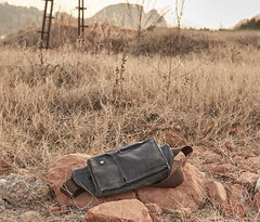 Canvas Mens Fanny Pack Canvas Waist Bag Small Canvas Chest Bag for Men - imessengerbags