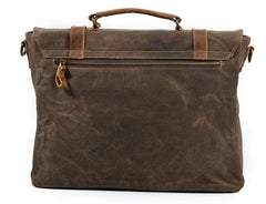 Mens Waxed Canvas Leather Side Bag Messenger Bag Canvas Courier Bag for Men