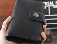 Genuine Leather Mens Cool Long Leather Wallet Cards Clutch Wristlet Wallet for Men - imessengerbags