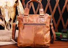 Vintage Coffee Leather Mens Briefcase Laptop Bag Business Bags Work Bag for Men - imessengerbags