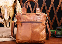 Vintage Coffee Leather Mens Briefcase Laptop Bag Business Bags Work Bag for Men