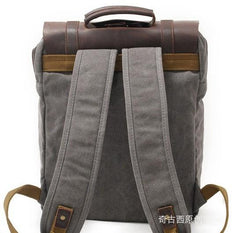 Cool Canvas Leather Mens Laptop Backpack Canvas Travel Backpack Canvas School Backpack for Men