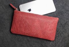 Handmade Leather Mens Cool Zipper Phone Travel Long Wallet Holder Slim Clutch Wallets for Men - imessengerbags