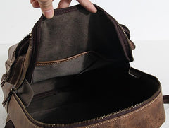 Handmade Leather Mens Cool Backpack Sling Bag Large Black Travel Bag Hiking Bag for men - imessengerbags