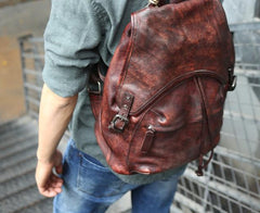 Coffee Leather Mens Backpack Travel Backpack Laptop Backpacks for men