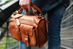 Vintage Brown Leather Mens Messenger Bag Handbag Shoulder Bag for men - imessengerbags