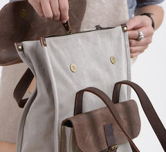Cool Canvas Gray Mens Handbag Canvas Backpack Canvas Travel Bag for Men