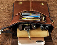 Mens Leather Small Side Bag COURIER BAGs Waist Pouch Holster Belt Case Belt Pouch for Men - imessengerbags