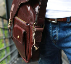 Cool Leather Mens Large Messenger Bags Shoulder Bag for men