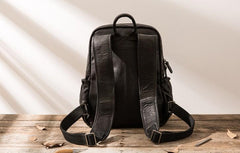 Cool Mens Leather Backpacks Black Travel Backpacks Laptop Backpack for men