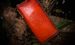 Handmade Leather Mens Tibetan Chain Biker Wallet Cool Leather Wallet Long Clutch Wallets for Men - imessengerbags