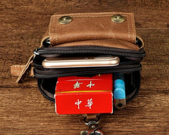 Leather Mens WAIST POUCH with Belt Loop Cell Phone Holster Belt Pouch for Men - imessengerbags