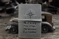 Handmade Leather Mens Cool Short Wallet Passport Card Holder Small Card Slim Wallets for Men - imessengerbags