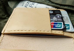 Brown Leather Mens Slim Front Pocket Bifold Small Wallets Card Wallet for Men - imessengerbags
